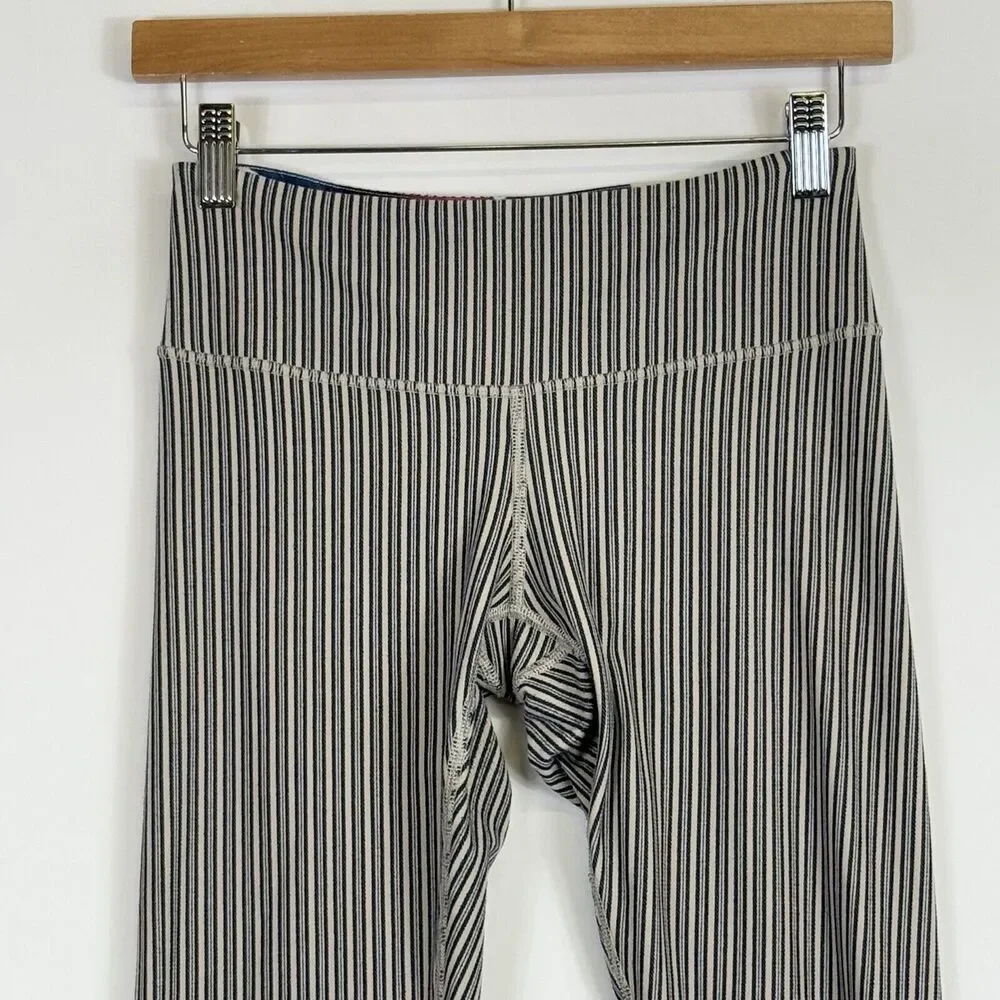 Lululemon Leggings Pants Womens 6 Blue Tan Stripe‎ Compression Active Yoga Gym